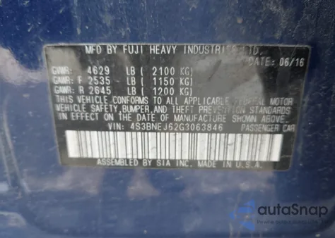 2016 Subaru Legacy 3.6R Limited from USA, damaged, VIN 4S3BNEJ62G3063846